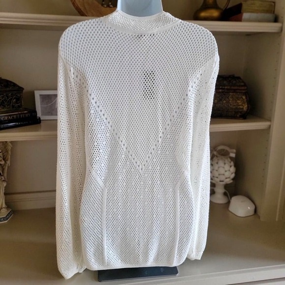 Outlet WHBM Mock Neck Pointelle Pullover Style 570360487- Sz M - Picture 2 of 9